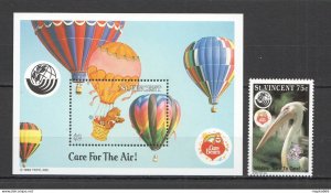 P0256 1992 St. Vincent Dare To Care Birds Balloons Bears St+Bl Mnh