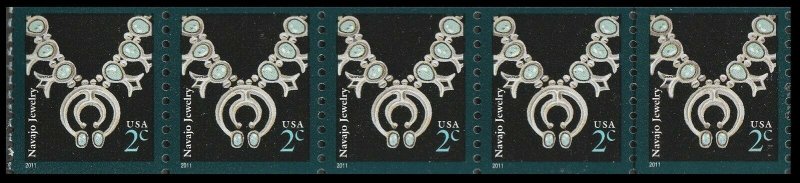 US 3758B American Design Navajo Jewelry 2c coil strip (5 stamps) MNH 2011