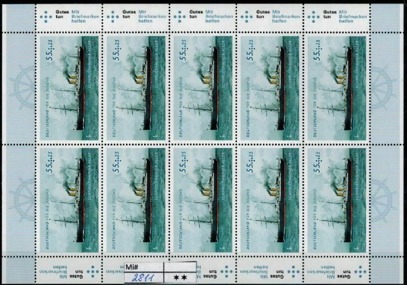 Deutschland BRD Bund TR03 Mi 2811 2010  Postfrisch ** MNH Kleinbogen