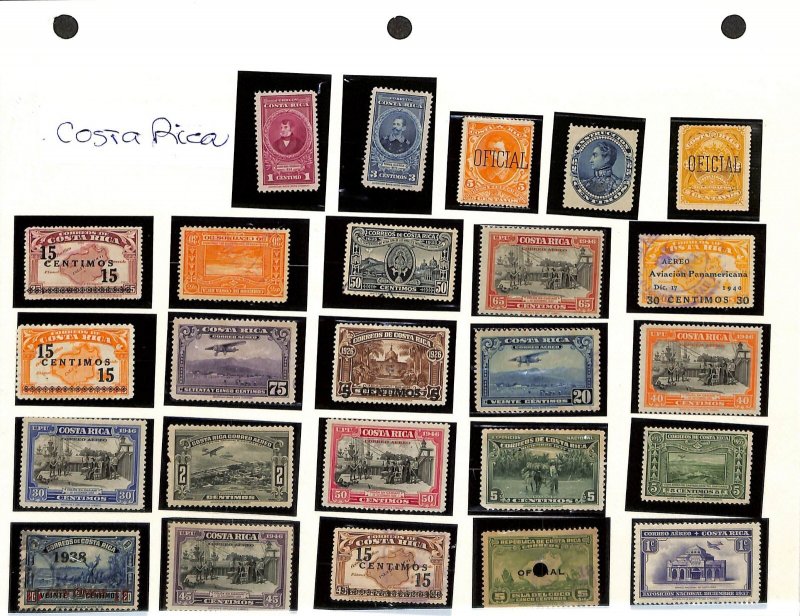 Costa Rica Stamp Collection on 25 Scott International Pages, 1863-1968 (BG)