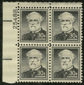 US #1049 PLATE BLOCK, VF/XF mint never hinged, 30c Lee,  a wonderful plate bl...