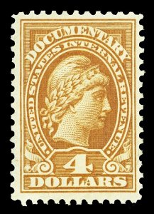 Scott R243 1933 $4.00 Documentary Revenue Mint F-VF Disturbed OG Cat $75