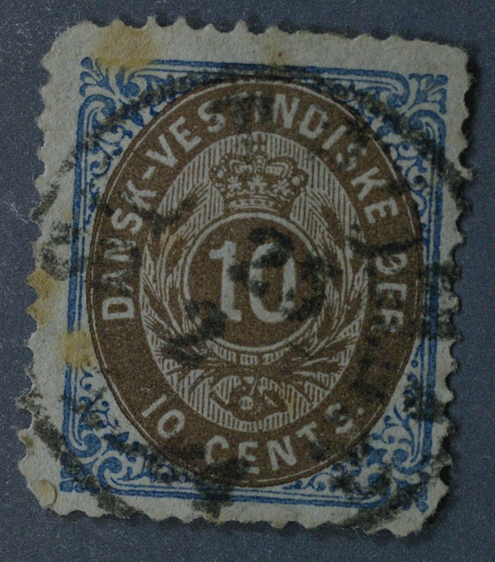 Danish West Indies #10a Used VG Normal Frame Good Color Spots Oxidation HRM