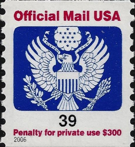2006 39c Eagle Official Mail USA Red & Blue, Coil Scott O160 Mint F/VF NH