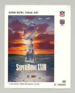 St Vincent #1447 Super Bowl XXIII Program Cover Art  S/S Imperf Chromalin Proof