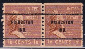 Precancel - Princeton, IN PSS 840-61 Coil Pair - No Gum