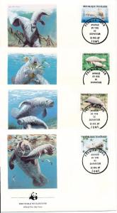 [53931] Togo 1987 Marine life WWF Manatee  FDC 4 covers