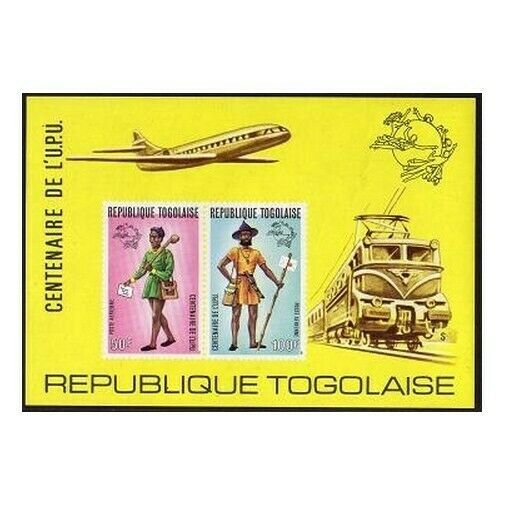 Togo 873-874,C222-C223a perf,imperf,MNH. UPU-100,1974.Mailman,different uniform.