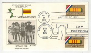 1980 COLLINS DUAL FDC 1802 HONORING VIETNAM VETERANS PHOTO DA NANG 1962
