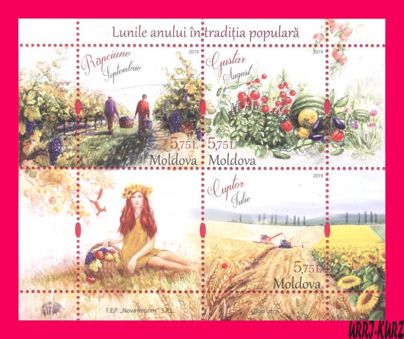MOLDOVA 2019 Culture Months of Year by Their Traditional Folk Names s-s Mi Bl.82