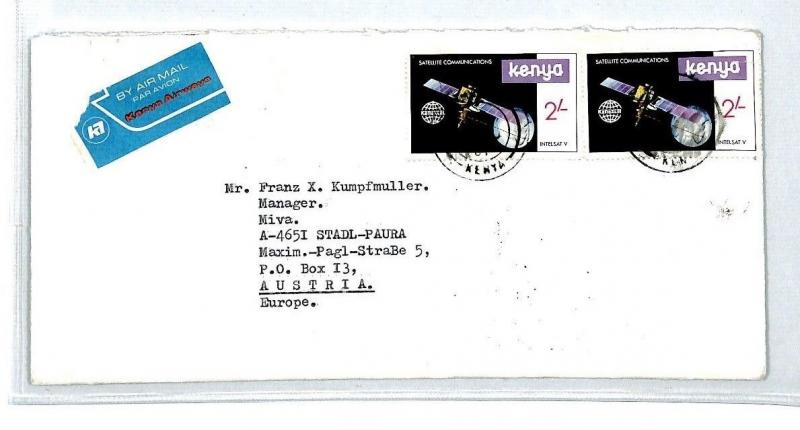CM88 *KENYA AIRWAYS* Etiquette 1981 Cover Missionary Air Mail SPACE SATELLITE