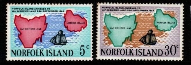 NORFOLK ISLAND SG100/1 1969 125TH ANNIV OF THE ANNEXATION OF NORFOLK MNH