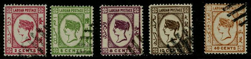 Labuan # 33-6 & 39 Used VF light cancels Cat $ 62.50