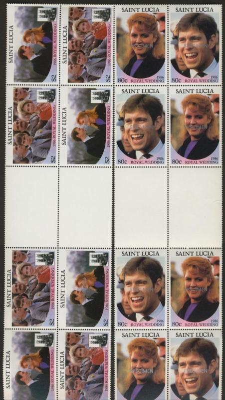 St Lucia 839-40 Gutter Pair Doubles Specimen o/p MNH Andrew & Sarah Ferguson