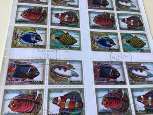 Manama  Ajman Fish cancelled Stamps Sheet Ref 55249