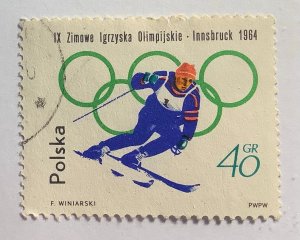 Poland 1964 Scott 1200 used - 40gr,  skiing, Winter Olympic Games,  Innsbruck