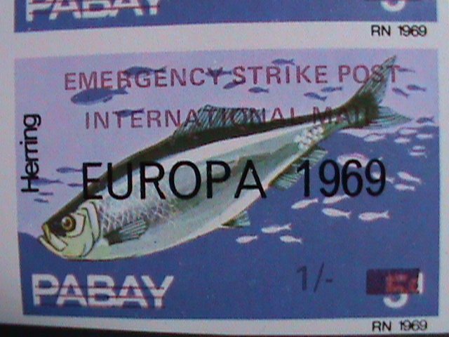 ​PABAY-1969-EUROPA-FISHES-EMERGENCY STRICK - INTERNATIONAL MAIL IMPERF PAIRS