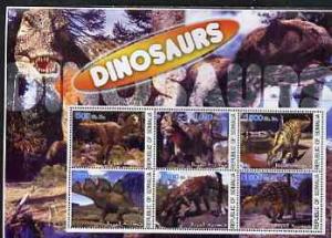 Somalia 2003 Dinosaurs large perf sheetlet containing 6 v...