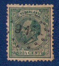 Netherlands Sc #29  Used 22-1/2c Drk Green VFU