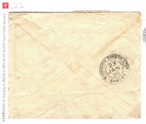 Brazil ZEPPELIN CONDOR Cover Santos Air Mail GB London 1935{samwells-covers}SV22