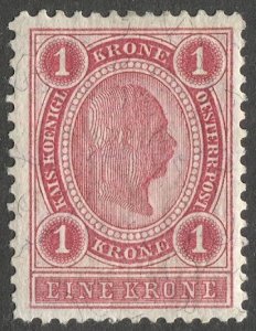 AUSTRIA 1899 1kr brown, Sc 83, MLH, perf 12-1/2, VF