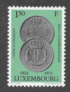 Luxembourg Scott 507 MNHOG - 1972 Luxembourg/Belgium Economic Union