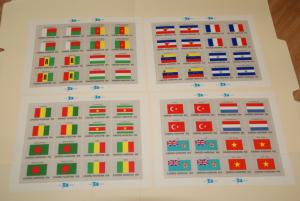 1980 United Nations, UN - NY, Flags series complete sheets of 16, FV $9.60