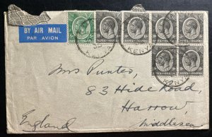 1935 Nakuru Kenya British KUT Airmail Cover To Harrow England