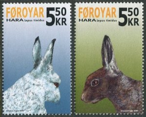 Faroe 454-455, MNH. Lepus Timidus, 2005.