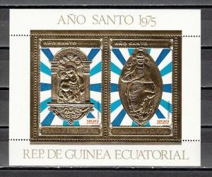 Equatorial Guinea, Mi cat. 677-678, BL199 A. Religious Art, Gold Foil s/sheet. ^