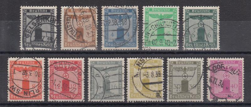 Germany Sc S1-S11 used 1938 Franchise Stamps, cplt set, watermarked, F-VF