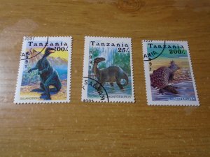 Tanzania  #  761/764-65  used  Dinosaurs