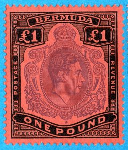 [mag742] BERMUDA 1938 GVI £1 PURPLE & BLACK/RED FINE MNH (Perf.13 1/2 x 13)