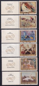 Poland 1969 Sc 1675-82 Various Polish Paintings Stamp CTO Tabs