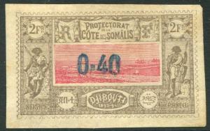 DJIBOUTI-1902 0.40 on 2 Fr Value Sg 110  V20930