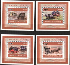 {375} Togo 2010 History of Coaches 4 S/S Deluxe MNH**