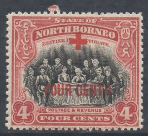 North Borneo Scott B34 - SG238, 1918 Red Cross 4c + 4c MH*