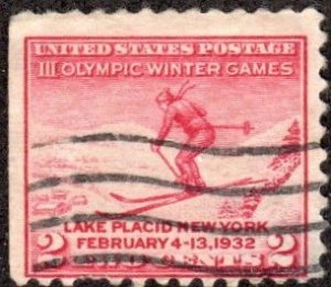 United States 716 - Used - 2c Skier / Lake Placid Olympics (1932)