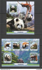 2016 Guinea-Bissau Animals Fauna Wild Pandas 1+1 ** Stampsst878