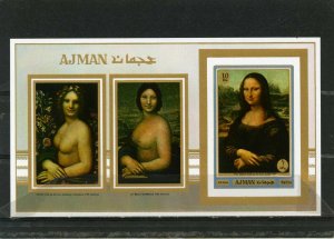 AJMAN 1970 PAINTINGS BY LEONARDO DA VINCI/MONA LISA S/S IMPERF. MNH