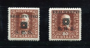 x423 - YUGOSLAVIA 1919 SHS Overprint 80h Mint MLH. Both PERFS. 12½ & 11½