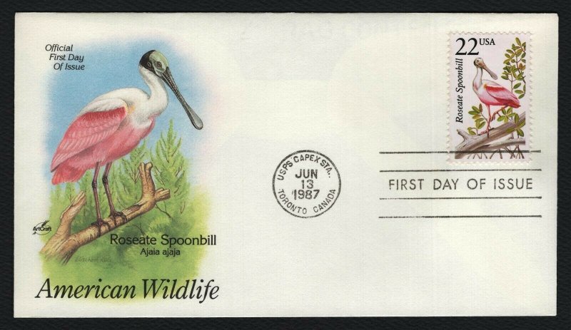 #2308 22c Roseate Spoonbill, Art Craft FDC **ANY 5=FREE SHIPPING**