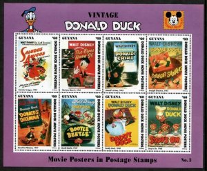 Guyana 1994 - Disney - Donald Duck - Sheet of 8 Stamps - Purple - MNH