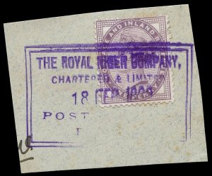 Niger Coast 1899 QV 1d THE ROYAL NIGER COMPANY POST OFFICE BURUTU vfu. SG Z57.