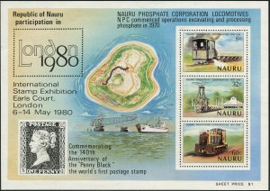 Nauru 1980 SG227 Phosphate locomotives MS MNH