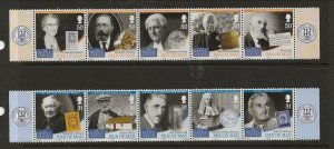 GB - ISLE of MAN Sc 1275-76 NH issue of 2008 - 2 STRIPS - FAMOUS PEOPLE