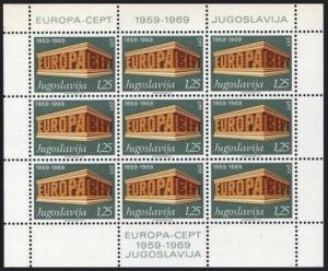 Yugoslavia 1003-1004 sheets,MNH.Michel 1361-1362 klb. EUROPE CEPT-1969.10th Ann.