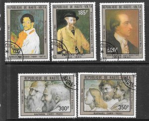 Burkina Faso #638-642 Paintings set complete (CTO) CV $4.25