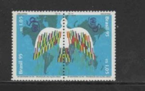 BRAZIL #2561a 1995 U.N 50TH. ANNIV. MINT VF NH O.G PAIR 