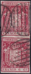 Spain 1854 Sc 26c pair used grid (parrilla) cancels